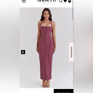 House of CB Mia dress - MULBERRY TWILL HALTER MAXI DRESS